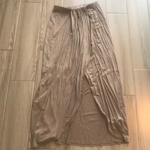 Tan maxi skirt with front slit
